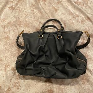 Smythson gray lambskin leather bag